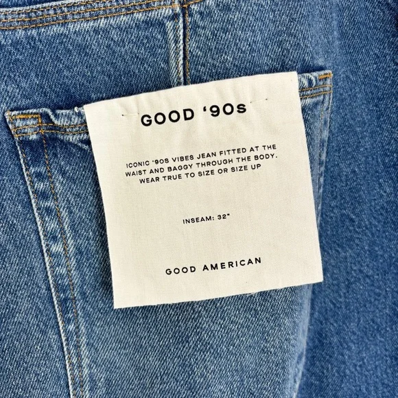 NWT GOOD AMERICAN Good 90s Slouchy Rigid Denim Jeans - 18